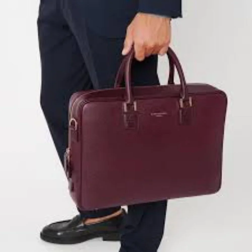 Dolce & Gabbana Mediterraneo Bordeaux Brick Red Laptop Bag Structured Design EUC